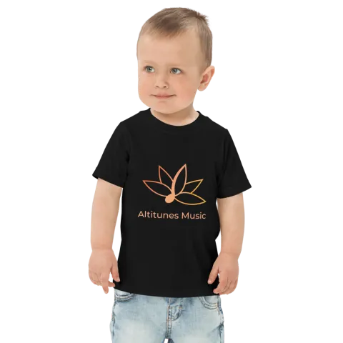 Toddler wearing a black Altitunes Music tee